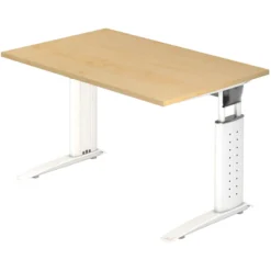 UNDA 12 W | Schreibtisch 120 x 80 höhenverstellbar Ahorn/Weiß