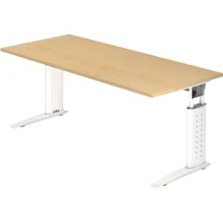 UNDA 19 W | Schreibtisch 180 x 80 höhenverstellbar Ahorn/Weiß