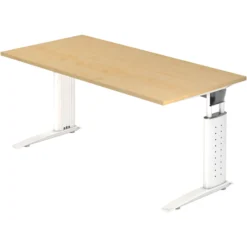 UNDA 16 W | Schreibtisch 160 x 80 höhenverstellbar Ahorn/Weiß