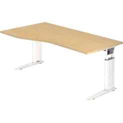 UNDA 18 W | Schreibtisch 180 x 100 höhenverstellbar Ahorn/Weiß
