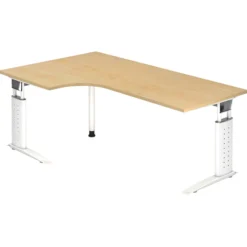 UNDA 82 W | Schreibtisch 200 x 120 höhenverstellbar Ahorn/Weiß