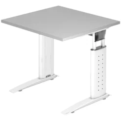 UNDA 8 W | Schreibtisch 80 x 80 höhenverstellbar Grau/Weiß