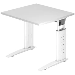 UNDA 8 W | Schreibtisch 80 x 80 höhenverstellbar Weiß/Weiß