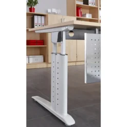 UNDA 12 W | Schreibtisch 120 x 80 höhenverstellbar Buche/Weiß