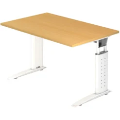 UNDA 12 W | Schreibtisch 120 x 80 höhenverstellbar Buche/Weiß