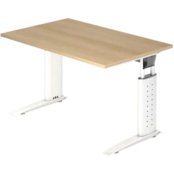 UNDA 12 W | Schreibtisch 120 x 80 höhenverstellbar Eiche/Weiß