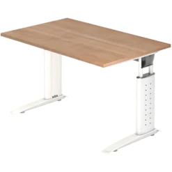 UNDA 12 W | Schreibtisch 120 x 80 höhenverstellbar Nussbaum/Weiß