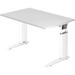 UNDA 12 W | Schreibtisch 120 x 80 höhenverstellbar Weiß/Weiß