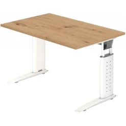 UNDA 12 W | Schreibtisch 120 x 80 höhenverstellbar Asteiche/Weiß