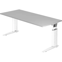 UNDA 19 W | Schreibtisch 180 x 80 höhenverstellbar Grau/Weiß