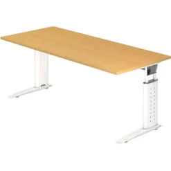 UNDA 19 W | Schreibtisch 180 x 80 höhenverstellbar Buche/Weiß