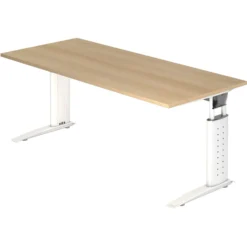 UNDA 19 W | Schreibtisch 180 x 80 höhenverstellbar Eiche/Weiß
