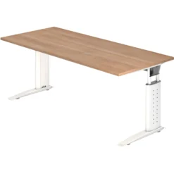 UNDA 19 W | Schreibtisch 180 x 80 höhenverstellbar Nussbaum/Weiß