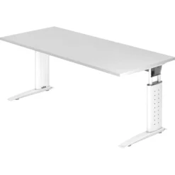 UNDA 19 W | Schreibtisch 180 x 80 höhenverstellbar Weiß/Weiß