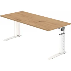 UNDA 19 W | Schreibtisch 180 x 80 höhenverstellbar Asteiche/Silber