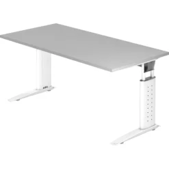 UNDA 16 W | Schreibtisch 160 x 80 höhenverstellbar Grau/Weiß
