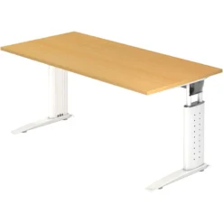 UNDA 16 W | Schreibtisch 160 x 80 höhenverstellbar Buche/Weiß
