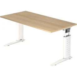 UNDA 16 W | Schreibtisch 160 x 80 höhenverstellbar Eiche/Weiß