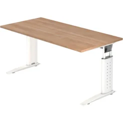 UNDA 16 W | Schreibtisch 160 x 80 höhenverstellbar Nussbaum/Weiß