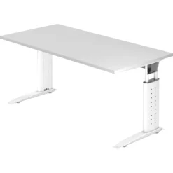 UNDA 16 W | Schreibtisch 160 x 80 höhenverstellbar Weiß/Weiß