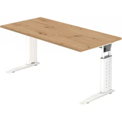 UNDA 16 W | Schreibtisch 160 x 80 höhenverstellbar Asteiche/Silber