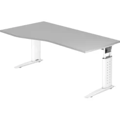 UNDA 18 W | Schreibtisch 180 x 100 höhenverstellbar Grau/Weiß