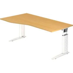 UNDA 18 W | Schreibtisch 180 x 100 höhenverstellbar Buche/Weiß