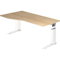 UNDA 18 W | Schreibtisch 180 x 100 höhenverstellbar Eiche/Weiß