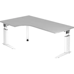 UNDA 82 W | Schreibtisch 200 x 120 höhenverstellbar Grau/Weiß