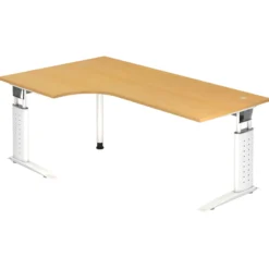 UNDA 82 W | Schreibtisch 200 x 120 höhenverstellbar Buche/Weiß