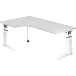 UNDA 82 W | Schreibtisch 200 x 120 höhenverstellbar Weiß/Weiß