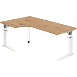 UNDA 82 W | Schreibtisch 200 x 120 höhenverstellbar Asteiche/Silber