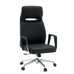VELVET ECO - Profi Chefsessel Teppichbodenrollen Chrom Schwarz
