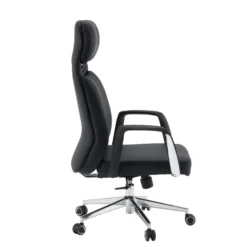 VELVET ECO - Profi Chefsessel Teppichbodenrollen Chrom Schwarz