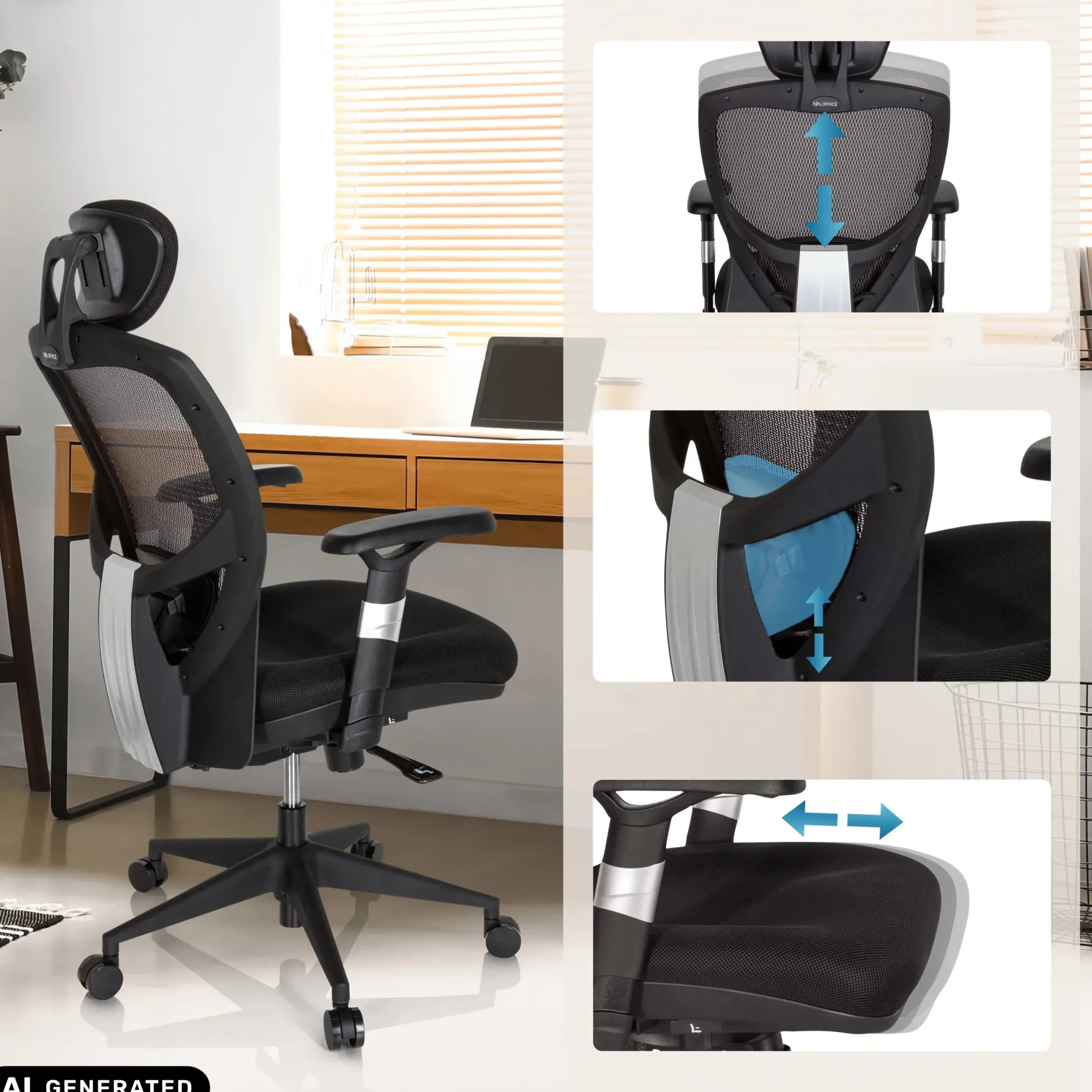 VENUS BASE - High End Bürostuhl Grau/Schwarz