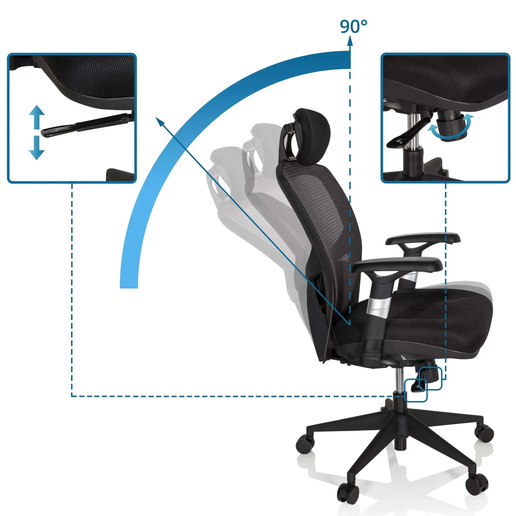 VENUS BASE - High End Bürostuhl Grau/Schwarz
