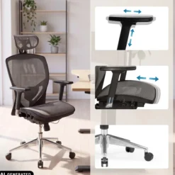 VENUS ONE - High End Bürostuhl Silbergrau/Schwarz