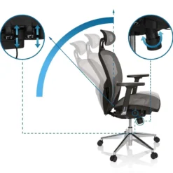 VENUS ONE - High End Bürostuhl Silbergrau/Schwarz