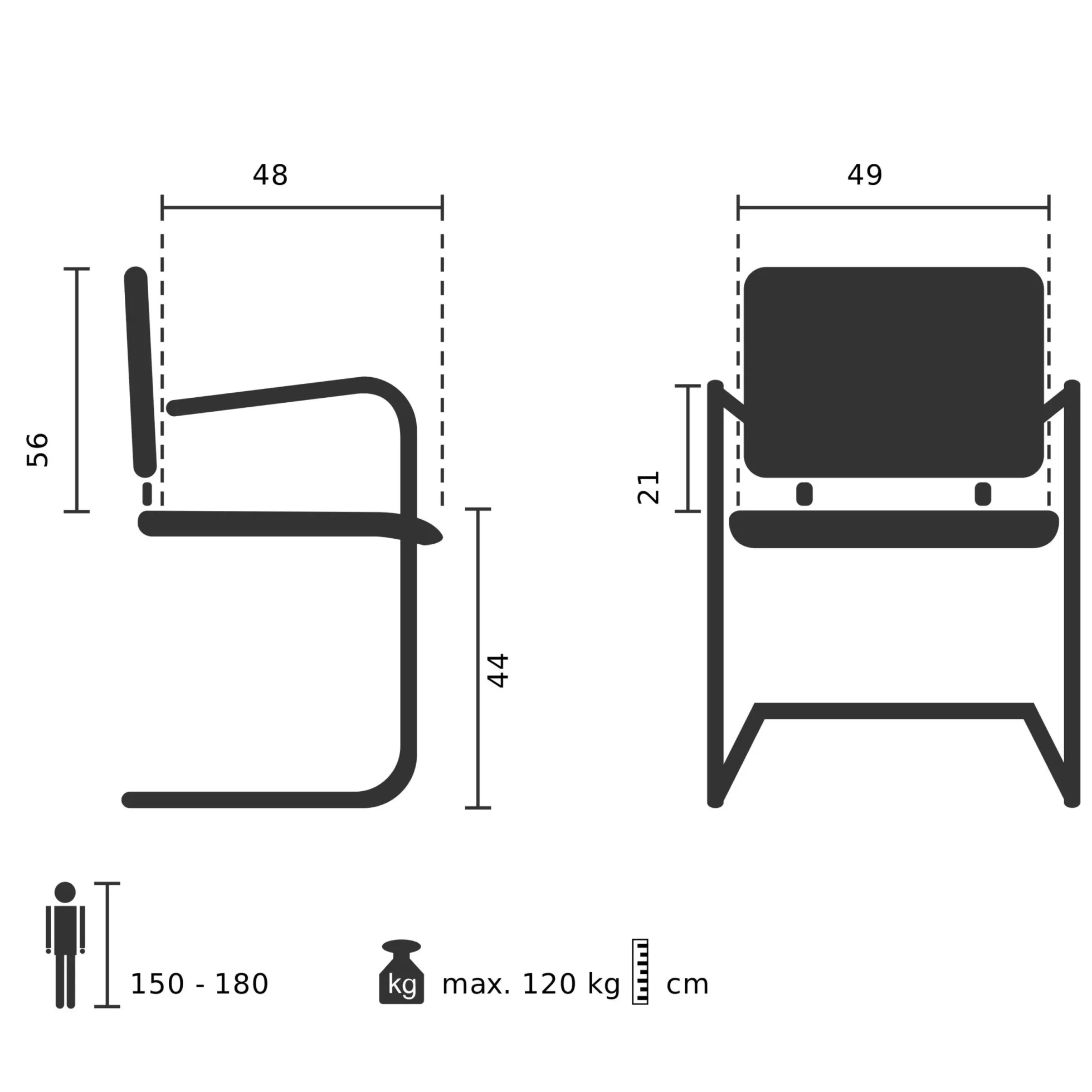 VISITER W - Freischwinger Grau