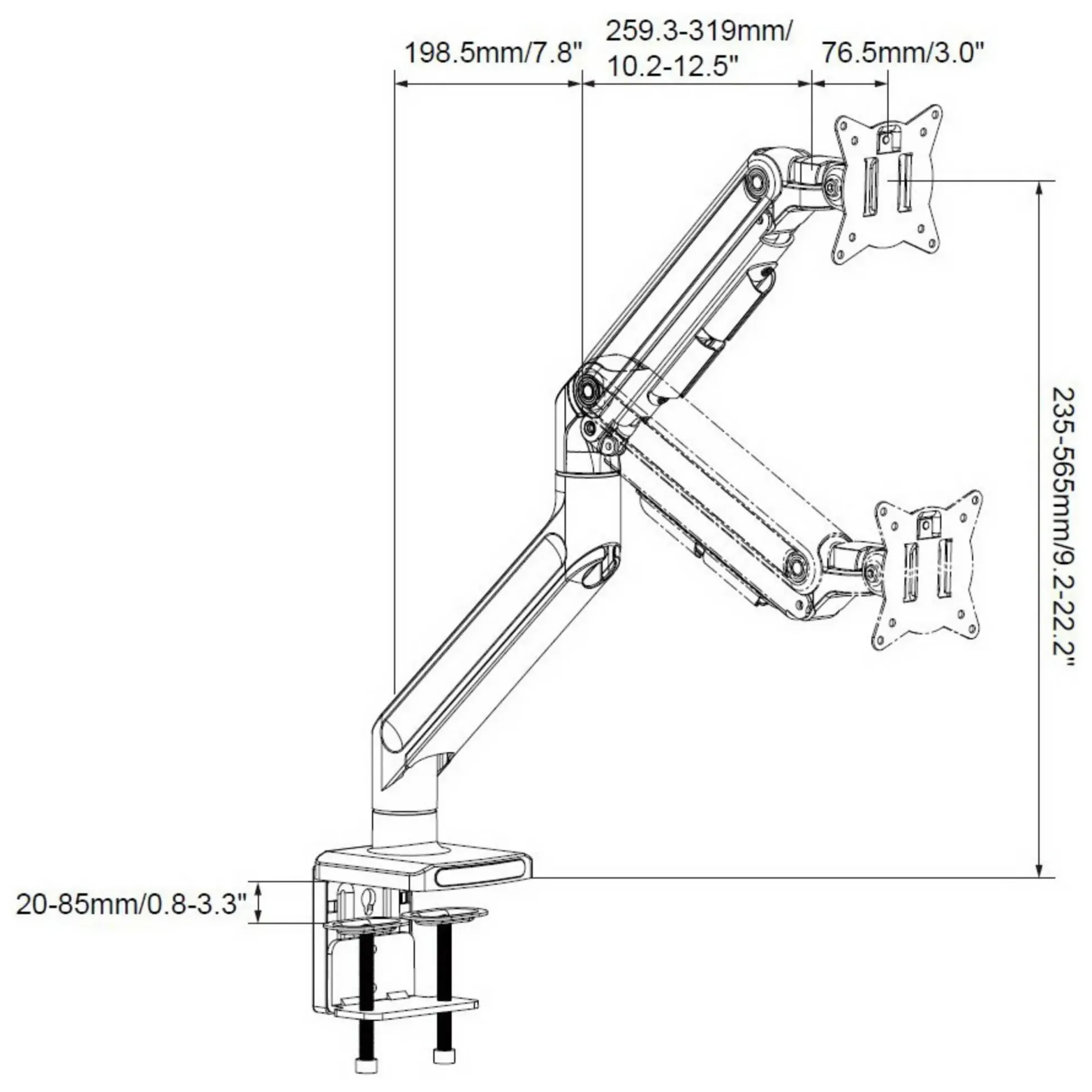 VM-MG1S | bis 42 Zoll | bis 20 kg - Monitorhalterung Schwarz