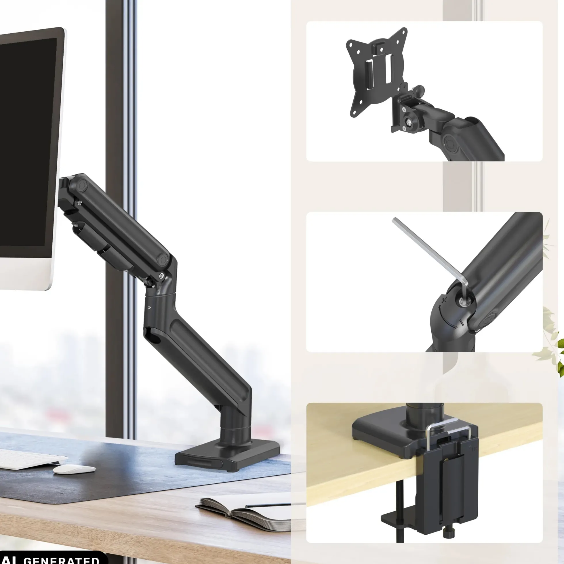 VM-MG1S | bis 42 Zoll | bis 20 kg - Monitorhalterung Schwarz