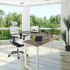 WORKSPACE BASIC I | 165x120 - Eckschreibtisch Walnuss/Weiß