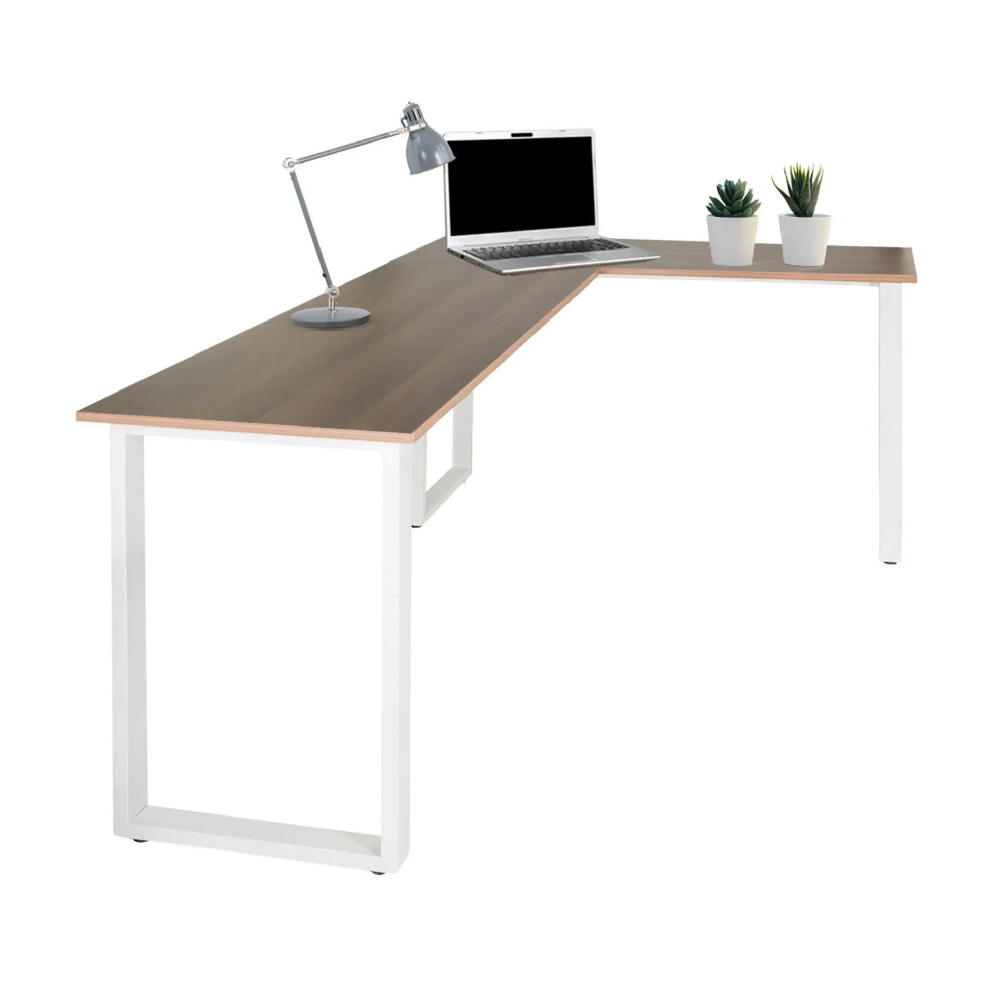 WORKSPACE BASIC I | 165x120 - Eckschreibtisch Walnuss/Weiß