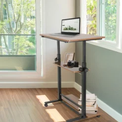 WORKSTATION II | 80x50 - Stehschreibtisch Schwarz/Walnuss
