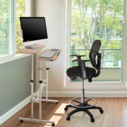WORKSTATION I | 80x60 - Stehschreibtisch Weiß/Eiche