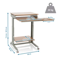 WORKSTATION | 60x50 - Stehschreibtisch Buche/Grau