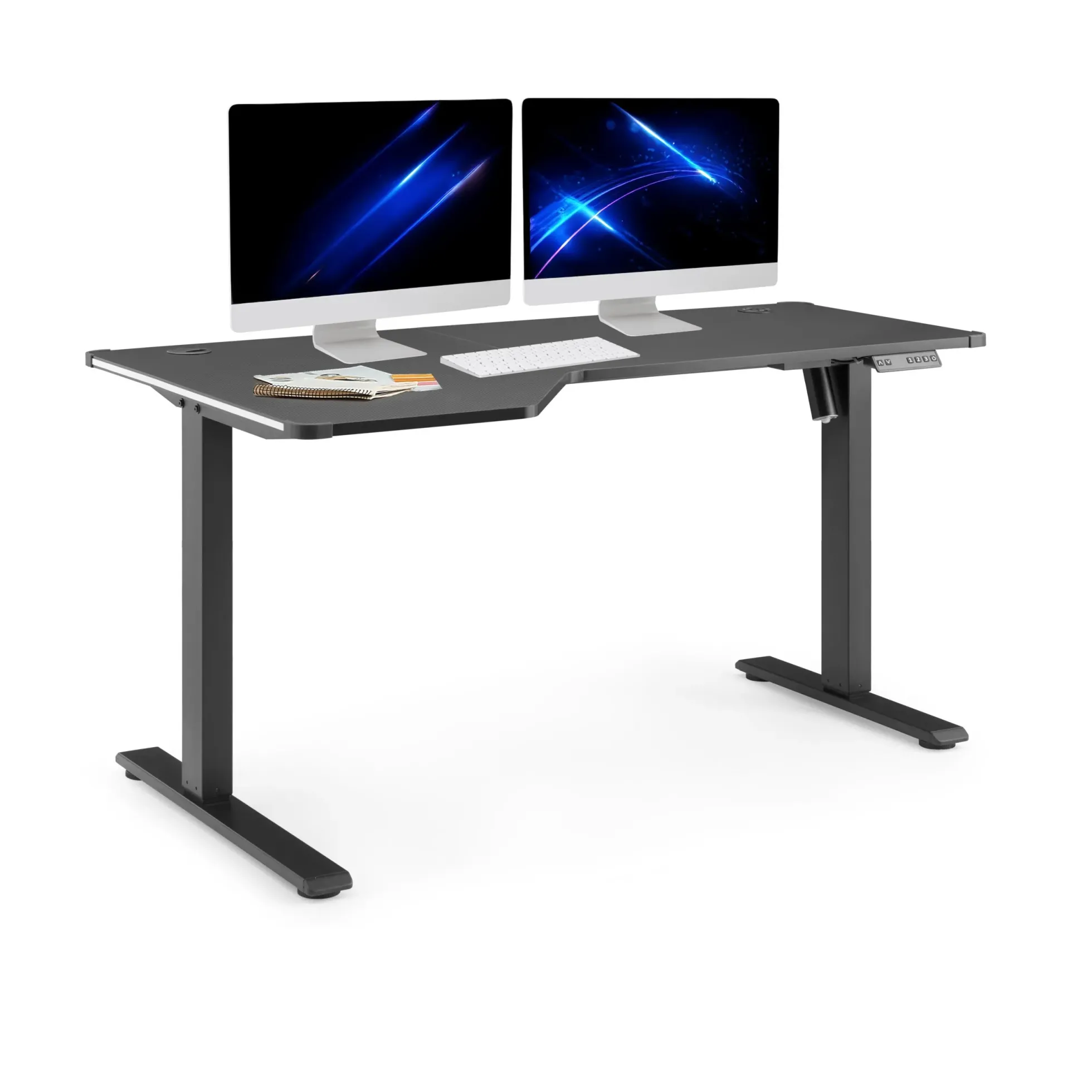 Worktime Game | 140x80 - Elektrisch höhenverstellbarer Schreibtisch Schwarz
