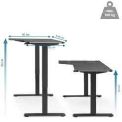 Worktime Game | 140x80 - Elektrisch höhenverstellbarer Schreibtisch Schwarz