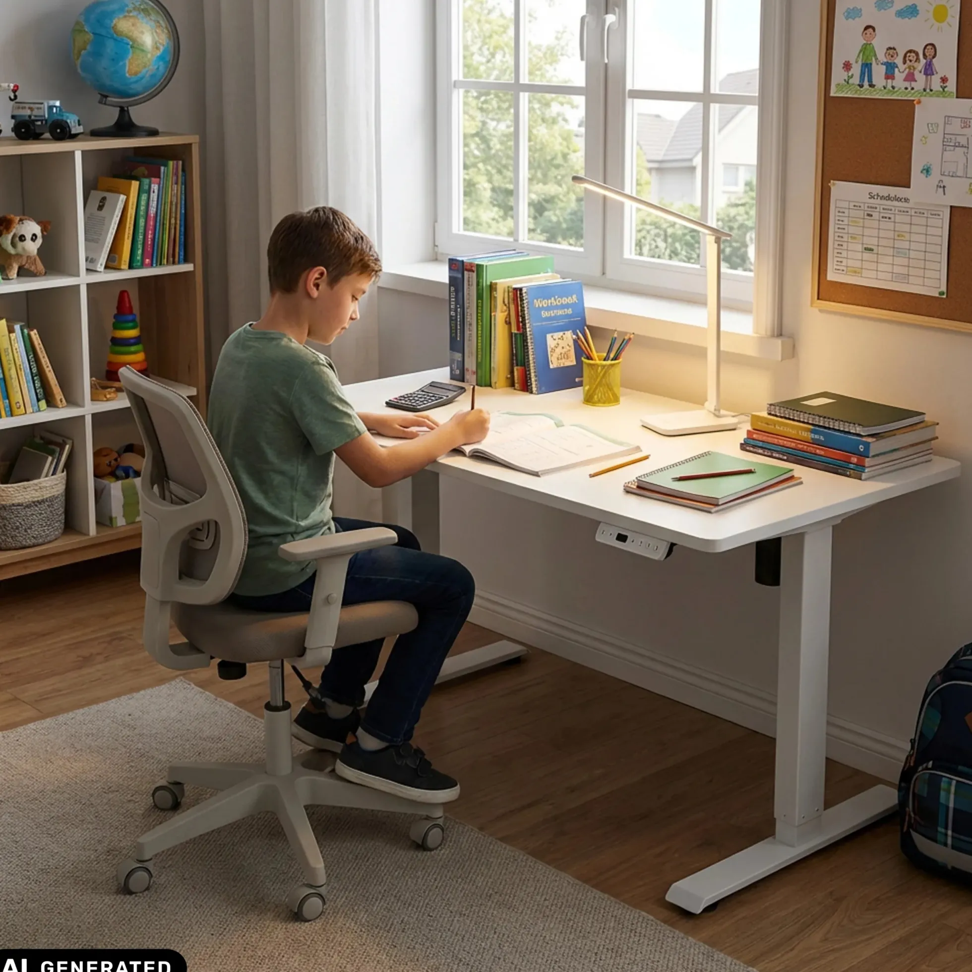 Worktime Kid | 120x60 - Elektrisch höhenverstellbarer Schreibtisch Weiß