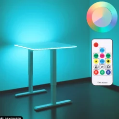 Worktime LED | 120x60 - Elektrisch höhenverstellbarer Schreibtisch Weiß/Weiß